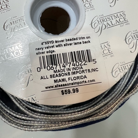 Blue holiday Palace/ribbli  White/Silver/navy Coordinating Ribbon Snowflake - Picture 9 of 9